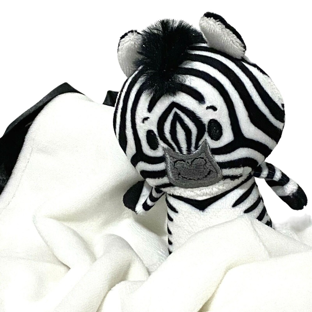 Hallmark Itty Bittys Noah's Ark Zebra‎ Lovey 14" Black White Satin Trim Soother